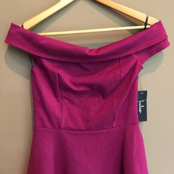 NWT Lulu’s Season Of Fun Off the Shoulder Skater Dress Small Fit & Flare - Picture 4 of 8